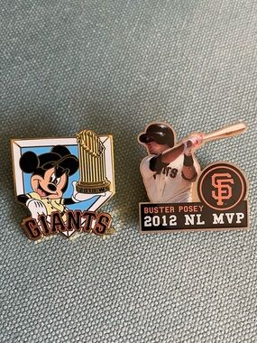 San Francisco GIANTS World Series 2010 Disney Pin + Buster Posey Pin